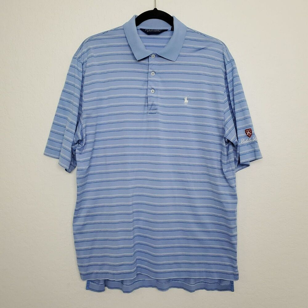 Vintage Polo Golf Ralph Lauren Mens Polo Shirt Size M Striped Logo Blue Berkley‎